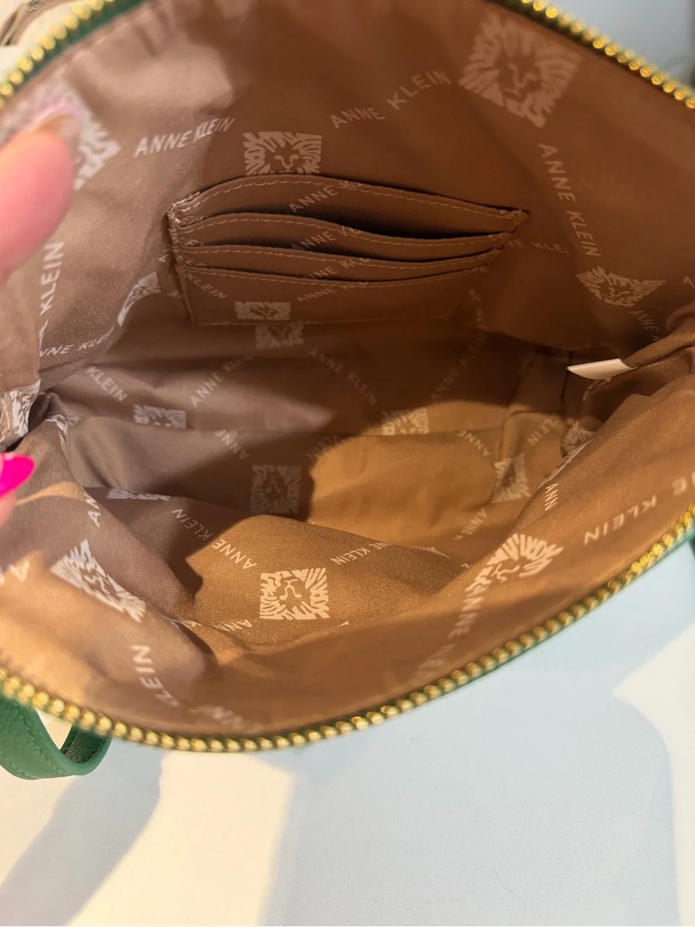 Anne‎ Klein Emerald Green Pebbled Crossbody Bag
